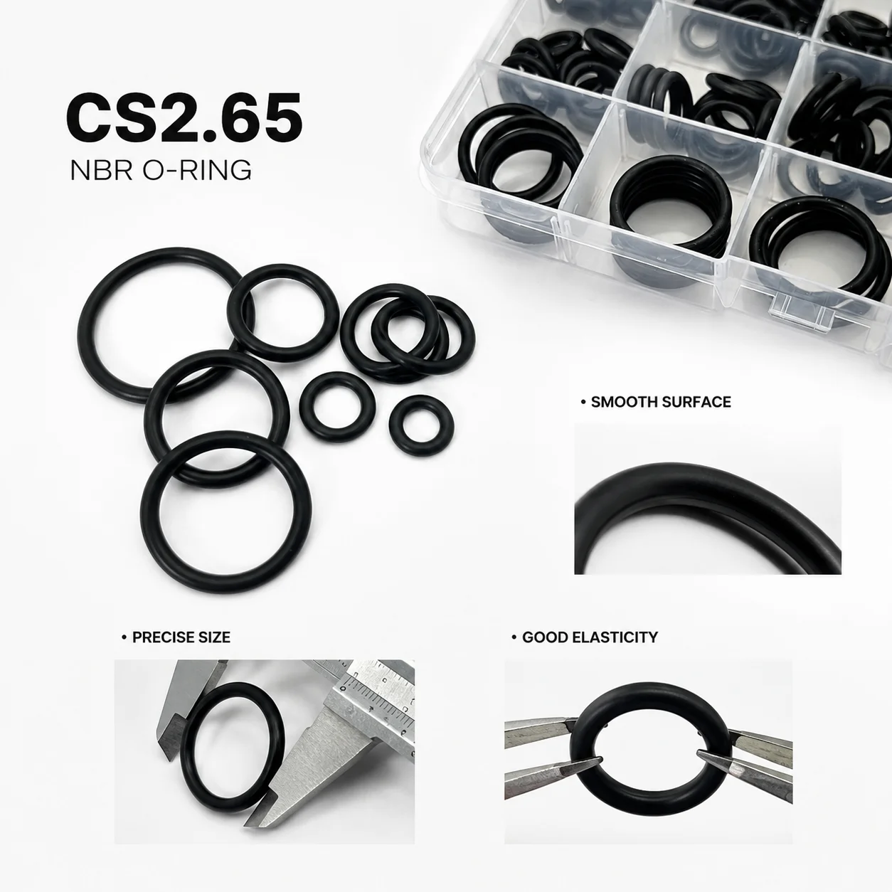 175 Pieces of NBR O-ring Box Inner Diameter 6-25mm Cs2.65mm Air Compressor Hydraulic Valve Waterproof Rubber Ring