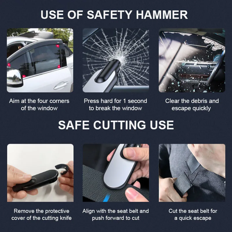 SEAMETAL Car Safety Hammer Auto Emergency Glass Window Breaker Seat Belt Cutter for Life-Saving Car Emergency Escape Tool