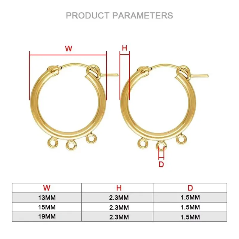 14K Gold Filled Eurowire Hoop w/Open Ring 2.3x13/15/19mm Round Loop Earrings Ear Components Wholesale Jewelry Findings