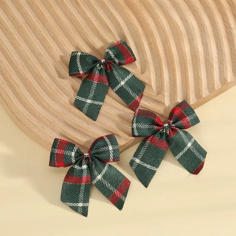 10Pcs/set Cloth Christmas Plaid Bow Plaid Bow Cute Xmas Tree Pendant Soft Various Style Christmas Garland Accessories