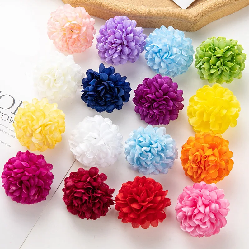 5CM 10pcs Multi-Layer Silk Chrysanthemum Heads Artificial Flowers Cheap for Home Wedding Decoration Diy Wreath Bride Bouquet