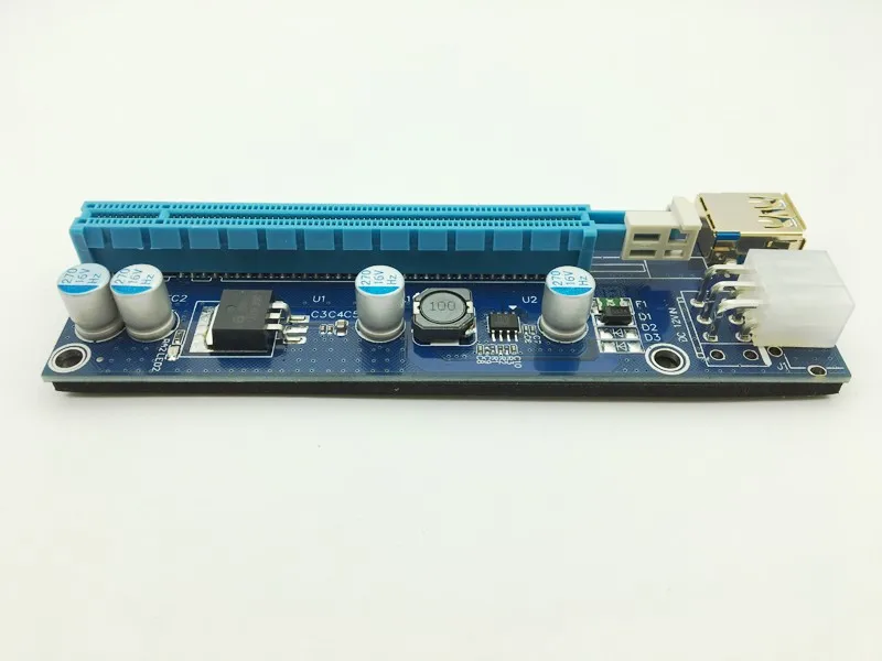 Riser VER009S LED Golden USB 3.0 PCI-E PCIE PCI Express 1x a 16x Riser Card SATA para 6Pin para BTC Bitcoin Miner Antminer Mining