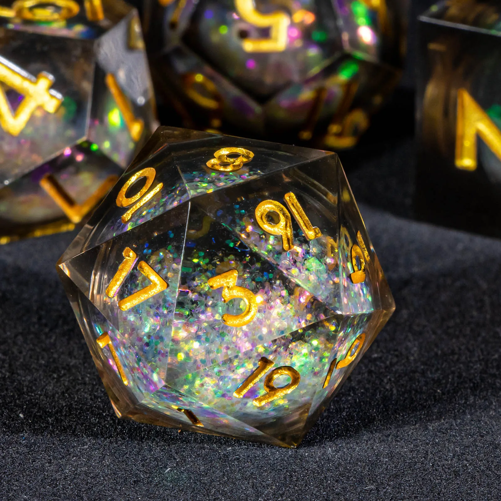 Black DnD Liquid Core Dice Set For Dungeons And Dragons RPG Liquid Heart Dice Sharp Edge D&D Dice For Christmas Gifts for Gamers