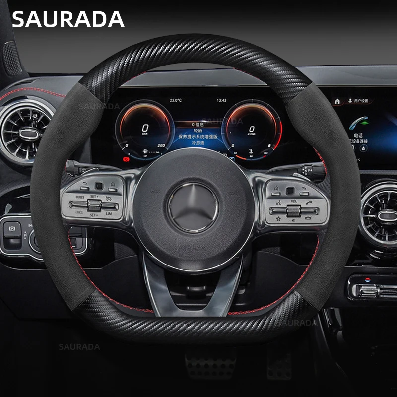 

Car Steering Wheel Cover Suede Leather, ​For Mercedes Benz A B C E S G Class GLC CLE CLA GLB GLS W177 W205 W213 AMG accessories