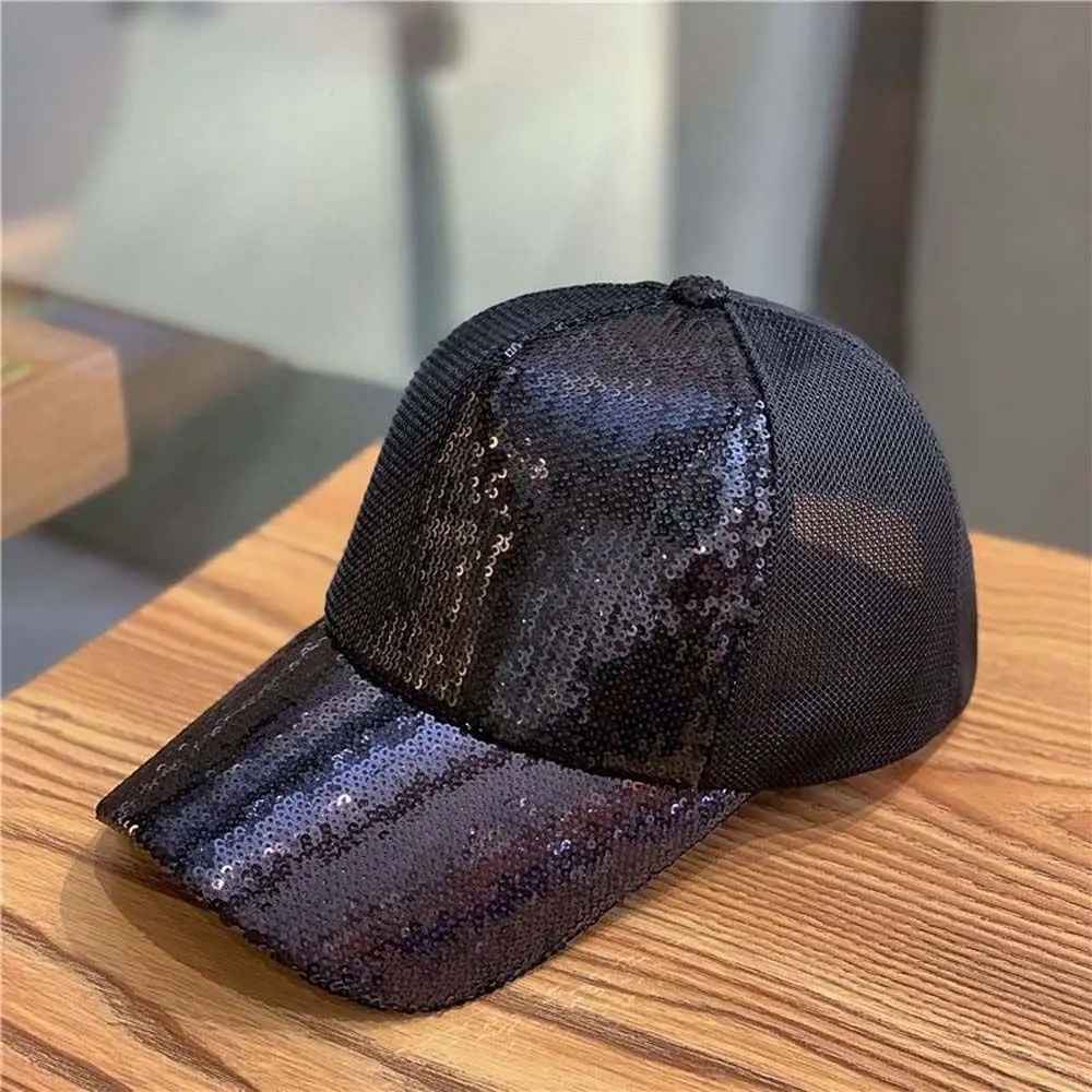 

Hip Hop Trendy For Men Shining Mesh Hollow Women Baseball Cap Korean Sun Hat Sequins Outdoor Sports Caps