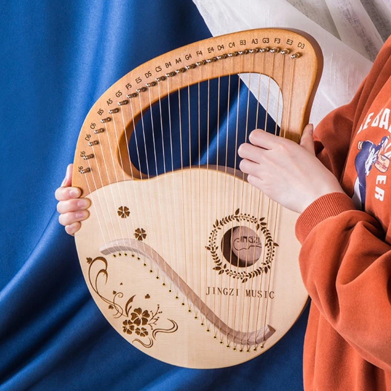 Professional Lyre Harp Adults Beginner Practice Harps Sound Therapy Mahogany Harp Small Portable Stringed Musical Instruments
