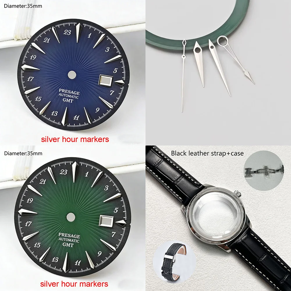 presage GMT dial NH34 S logo dial 35mm sunburst non luminous dial fit Japanese NH34 mechanical watchmods modification parts
