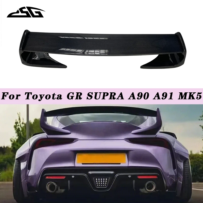 For Toyota GR SUPRA A90 A91 2019-2022 Carbon Fiber Rear Trunk Lid Spoiler Lip Tail Wing ST Style Rear Roof Lip Spoiler Body Kit