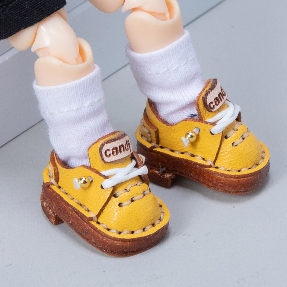 Ręcznie robione buty dla lalek Ob11 ze skóry bydlęcej, płaskie, codzienne buty z sznurówkami dla lalek Ob11, Obitsu 11, Molly, Gsc, 1/12 BJD
