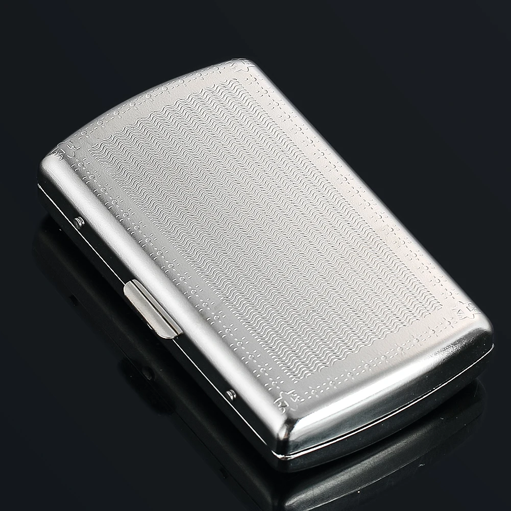 Retro Metal Cigarette Case Box Double Sided Spring Clip Open Pocket Holder for 12 85mm Cigarettes Credit Card Protective Wallet