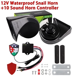 Clacson per Auto universale 12V 10 suono impermeabile corno automatico corno di lumaca elettrico per veicoli/motocicli con scatola di controllo a dieci toni