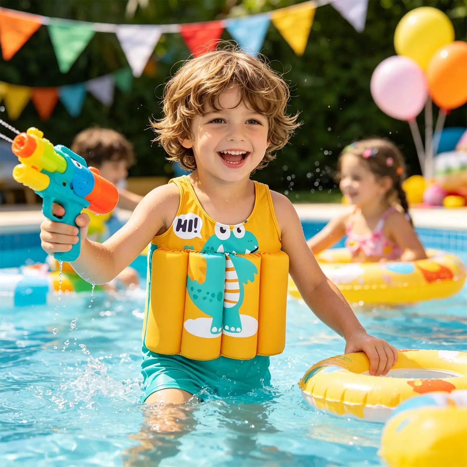 子供用フロートスーツ-調節可能な浮力-かわいい恐竜水着-子供用フローティング水着-男の子-女の子-未就学児-ヤングビーチ用