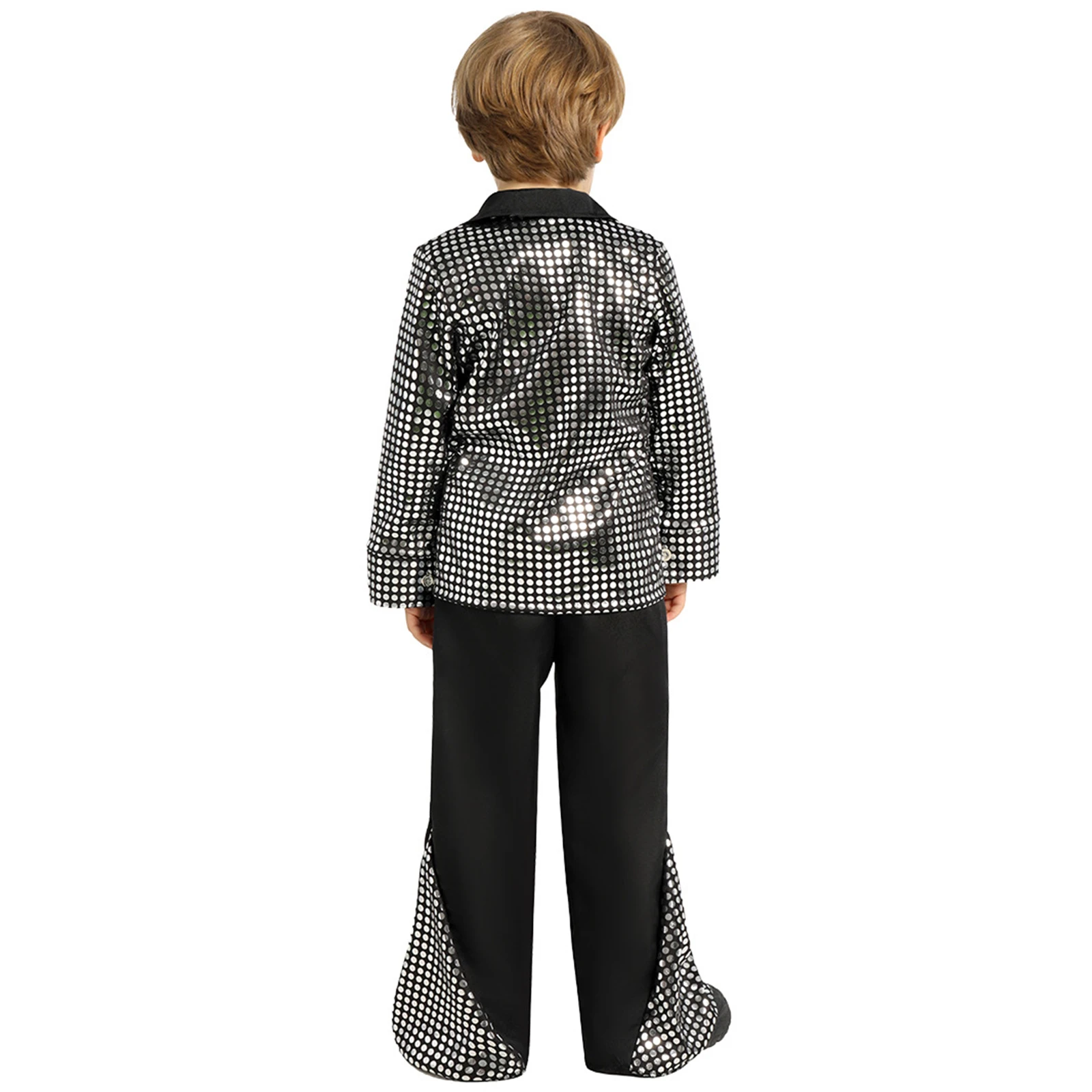 Boys 70s 80s Retro Disco Sparkle Flare Jumpsuit Party Prom Halloween Cosplay Costume view 4