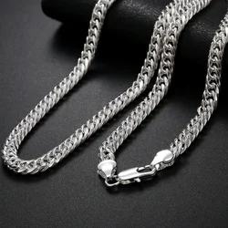 925 sterling Silver fine 6MM geometry chain Necklace for Men's Women Luxury Fashion Party Wedding Accessories Jewelry Gifts