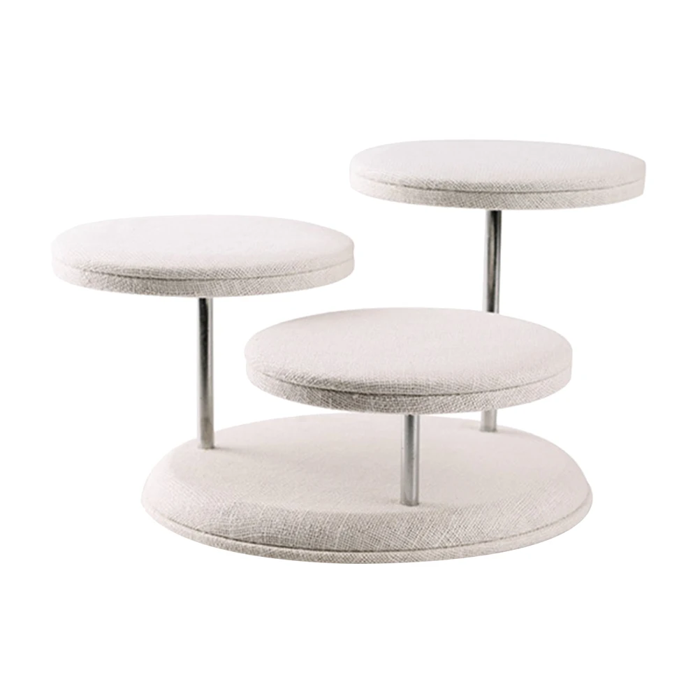 

Jewelry Display Linen Material 3 Layer Earring Necklace Holder Watch ganizer Earring Show Rack Gift Rack Storage Shelves
