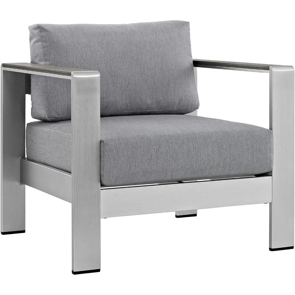 

Shore Aluminum Outdoor Patio Armchair in Silver Gray