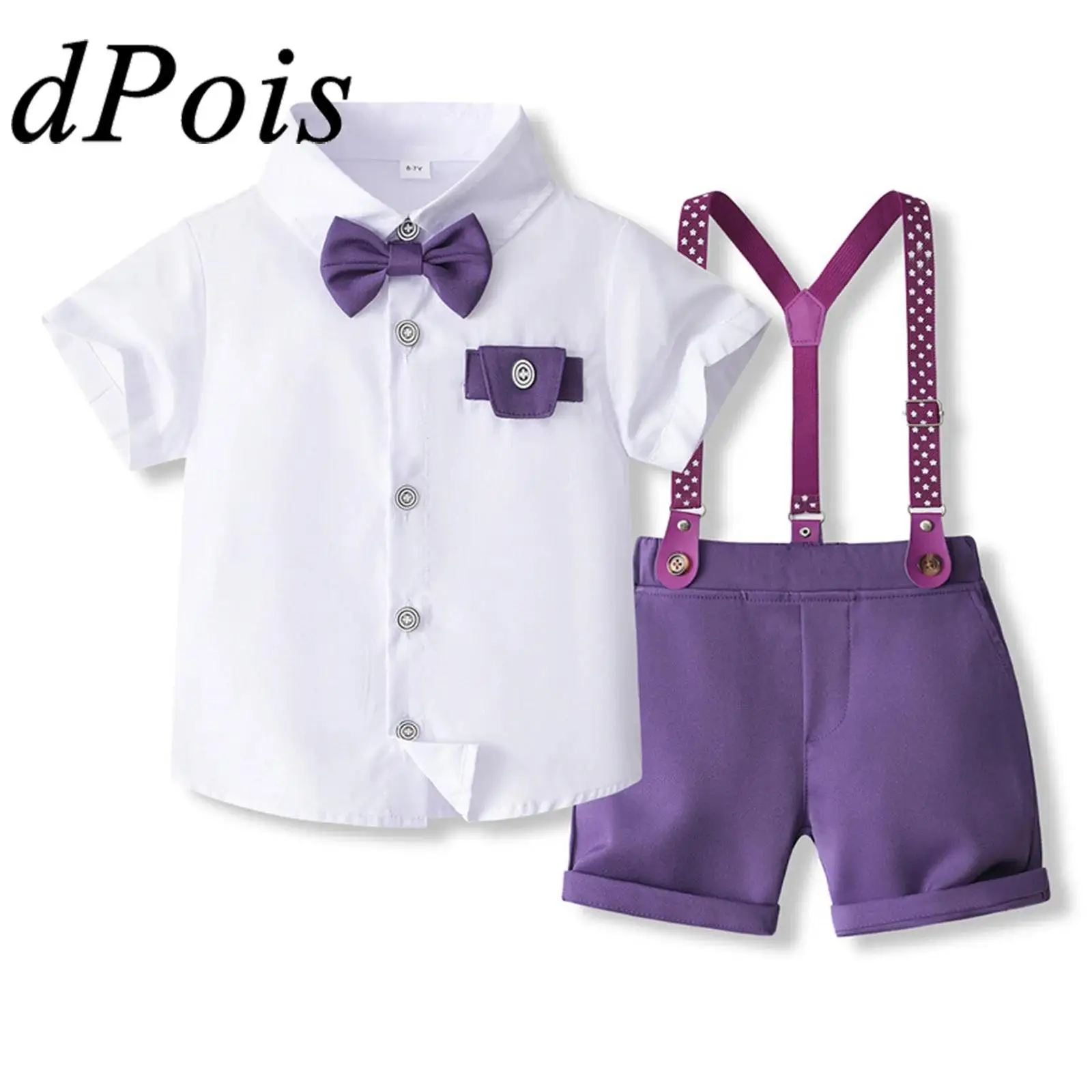 Kids Boys Clothing Infant Formal Suit Short Sleeve Gentleman Set for Christening School Uniforms Birthday Party Baptism Costume