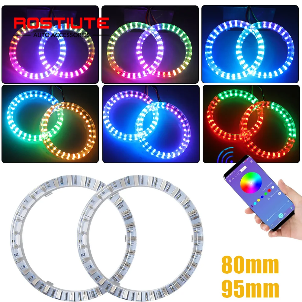 

Acrylic RGB Angel Eyes 80mm 95mm Automotive Led Headlights Halo Rings Dynamic Car Motorcycle Angel Eyes Turn Signal App Control