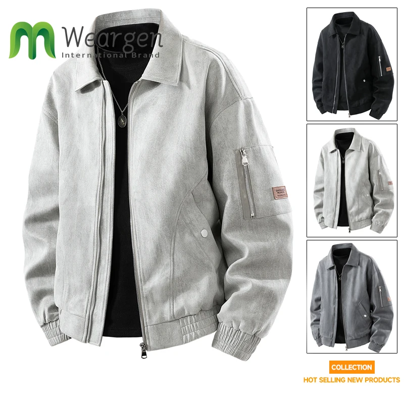 

Men's Large Size M-8XL Deerskin Velvet Jacket Spring Autumn Luxury Business Light plus Fat Size Suit for plus Size Men 8805