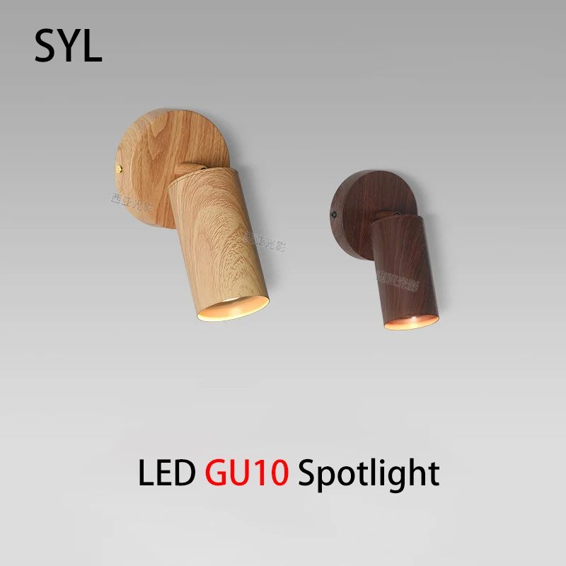 Led Spotlights GU10 Replaceable Bulb Spot Light Walnut Wood Grain Ceiling Lamp Surface Mounted Downlight Wabi Sabi Wall Lights