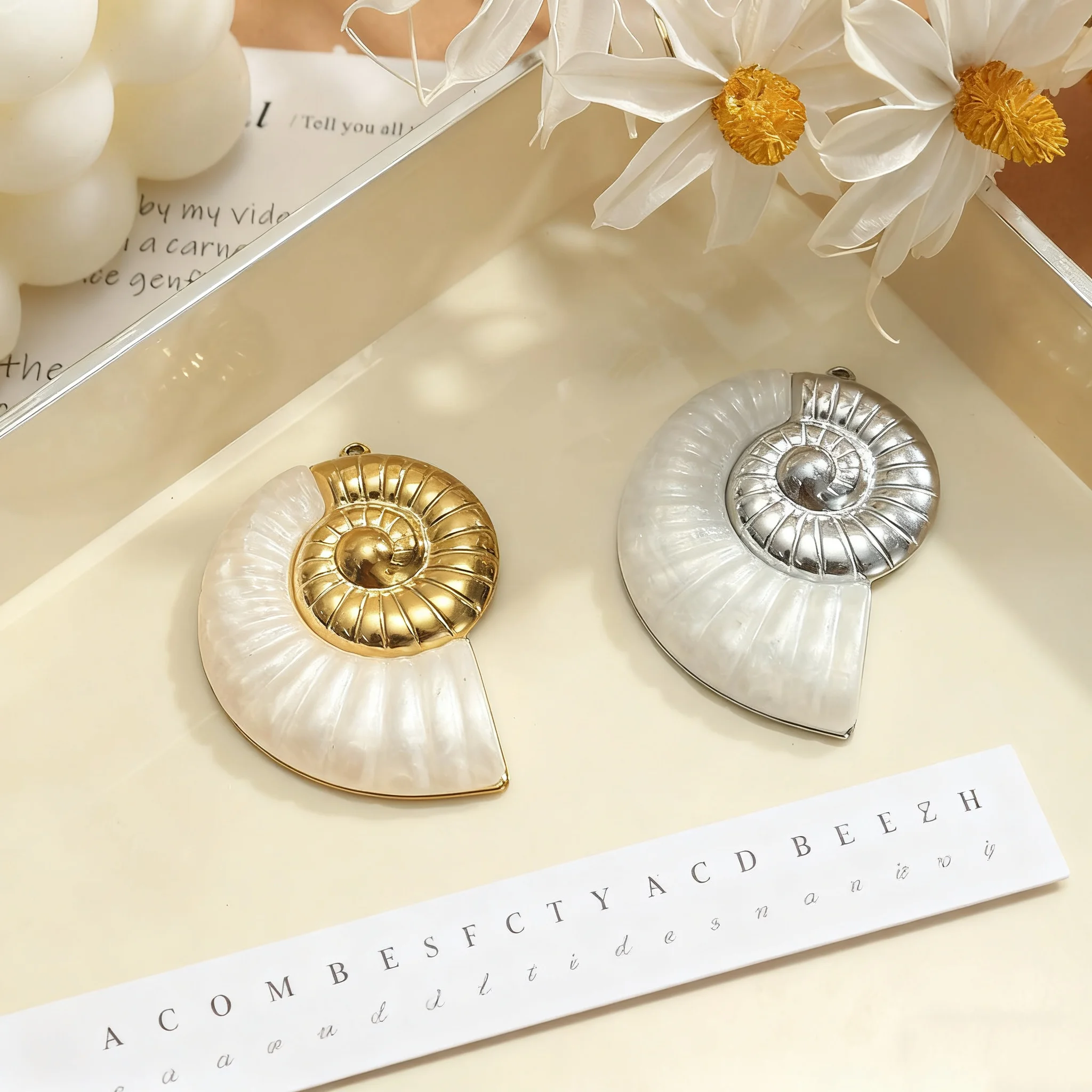 2Pcs Stainless Steel Big Nautilus Shell Jewelry Charms Pendant for DIY Women Necklace Earring Making Accessories