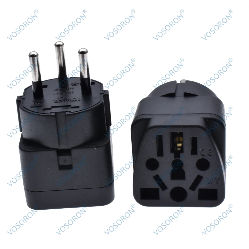 Universal Black Copper 10A 250V EU US UK AU Japan Swiss Germany France To Israel Egypt Pakistan Adapter Plug Type H Plug