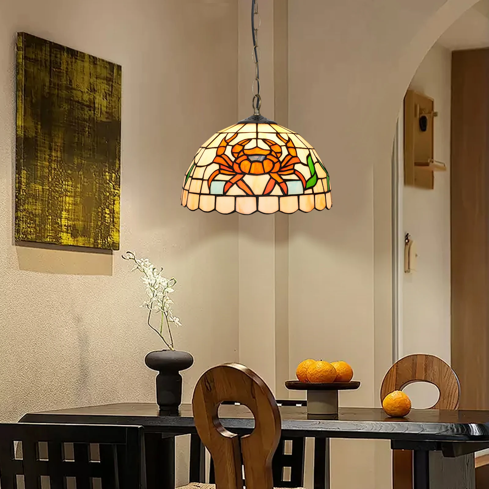 

Винтажная люстра в европейском стиле из цветного стекла для бара или ресторана, креативная люстра в деревенском стиле из стекла, милая люстра в виде краба для детской комнаты