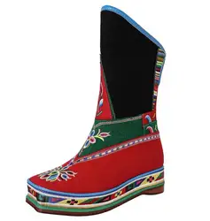 Tibetan Shoes Women Boots Chinese Ethnic Style Winer Dance