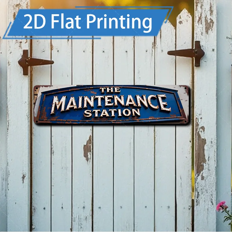 

1pc Metal Sign, 4x16inch "Rustic 'Maintenance Station' Metal Sign for Vintage Farmhouse Decor"