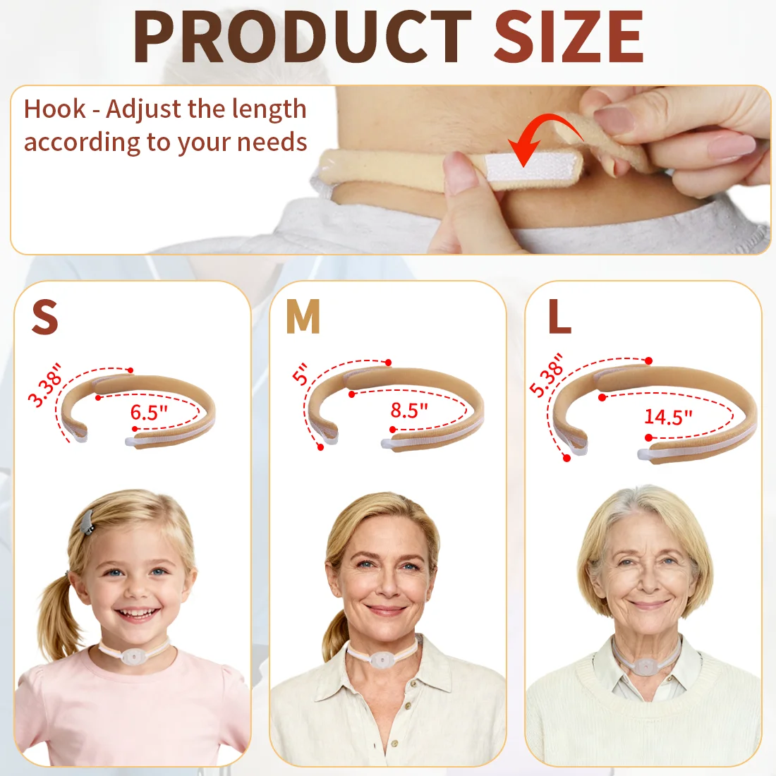Ehucon Tracheostomy Tube Holder Adjustable Trach Tube Neck Strap with Hook Loop Skin-Friendly Tracheostomy Neckband Collar