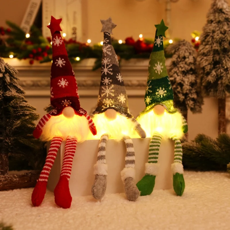 Glowing Gnome Christmas Decor Faceless Doll Night Light Home Navidad Natal Fabric Gnome Doll 2024 New Year Children X-Mas Gifts