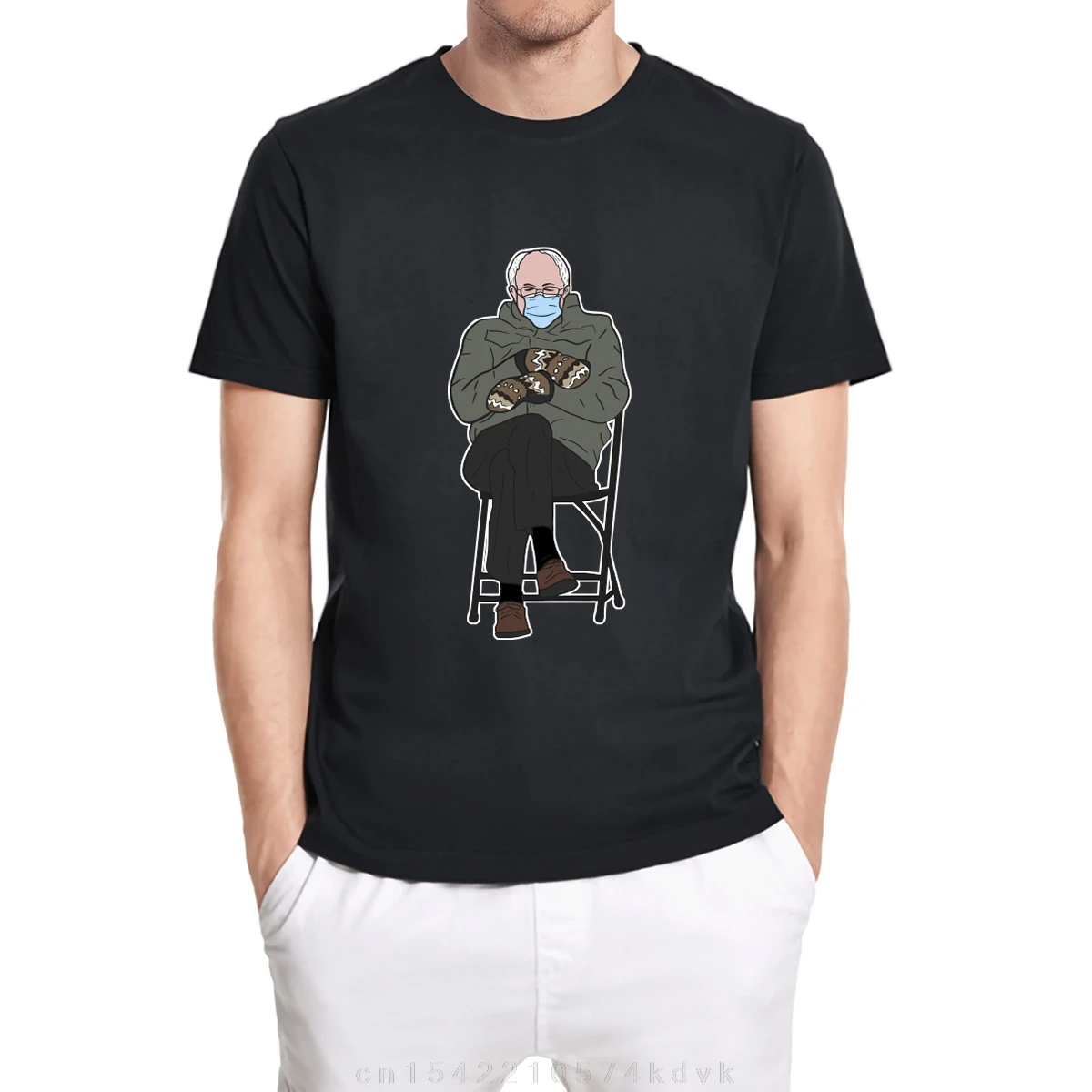 Bernie Sanders Inauguration Meme Printing T-shirt For Men Sanders Mittens Funny Bernie Cartoon Men And Women Tee Shirts