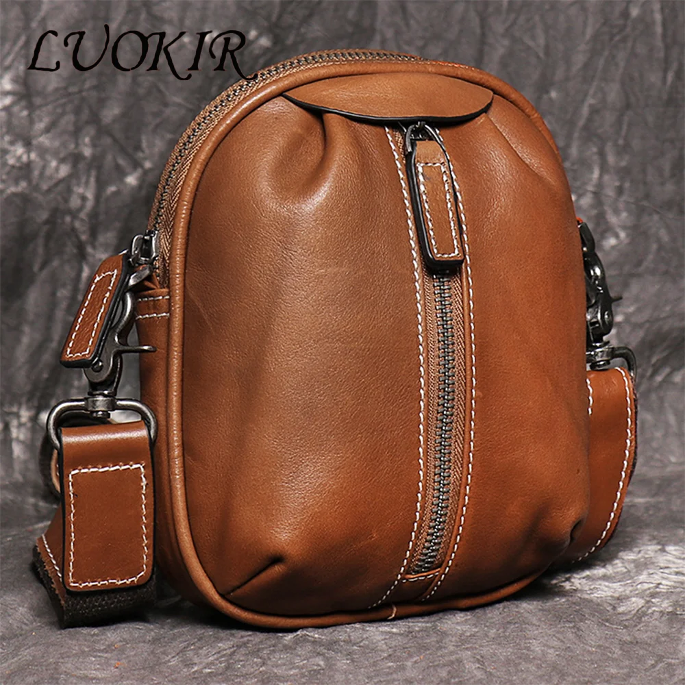 

LUOKIR Women's First Layer Cowhide Shoulder Bag Men's Fashionable and Versatile Crossbody Bag Large Capacity Leather Phone Bag