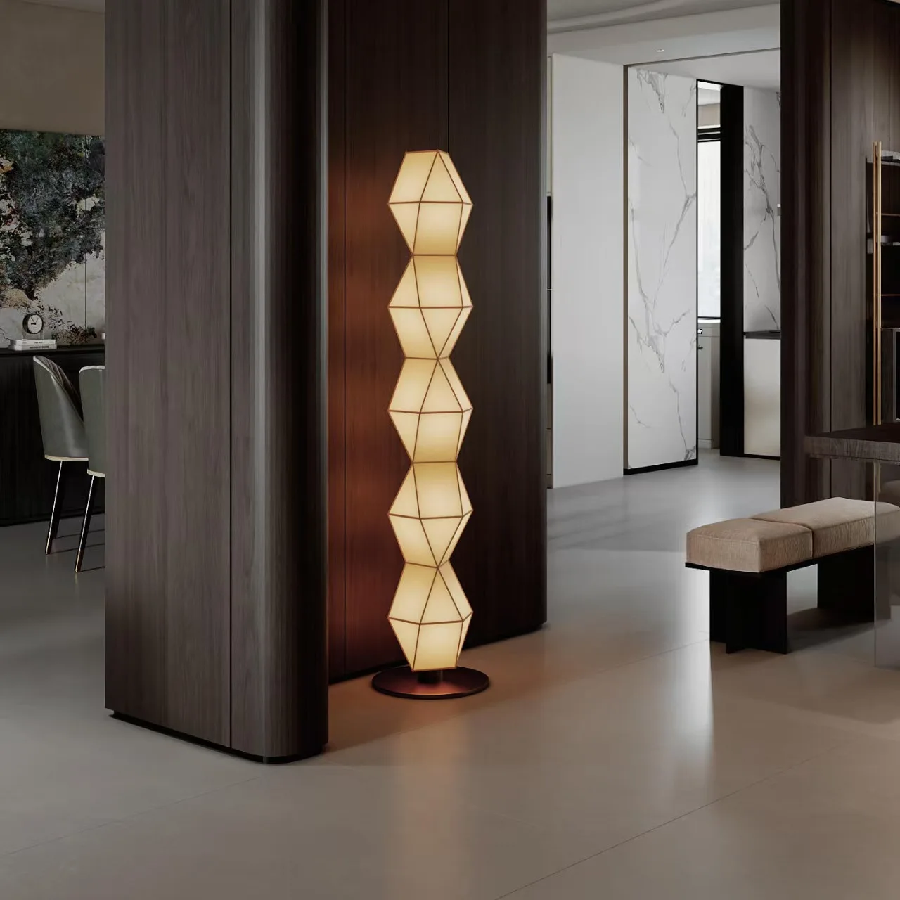 Living Room Eternal Pillar Floor Lamp Sofa Side Lamp Cream Wind Decoration Light Luxury Ins Room Bedroom Atmosphere Lamp