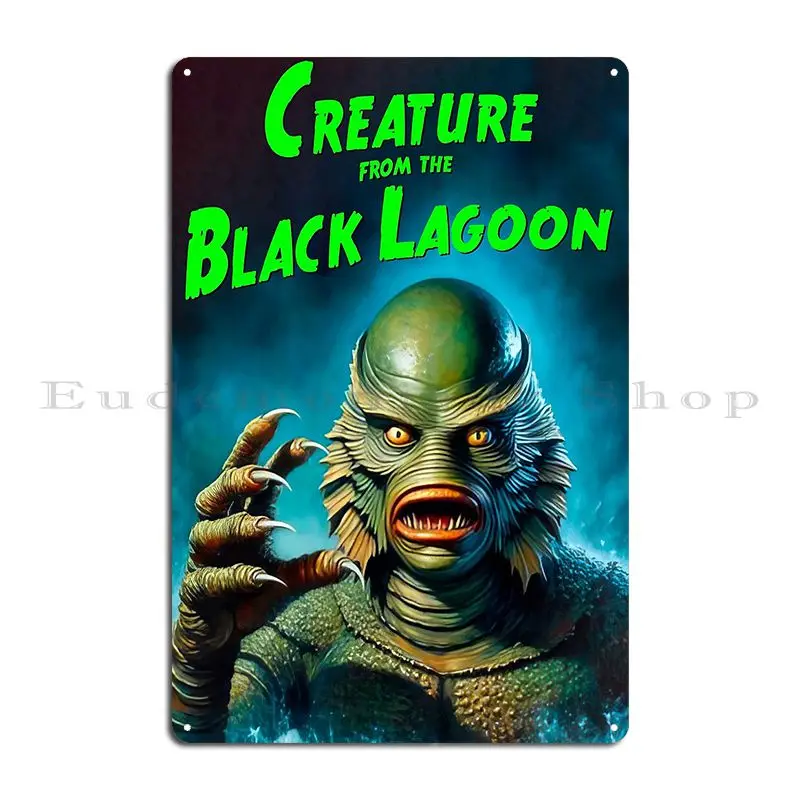 Creature From The Black Lagoon 7 With Logo Metal Sign Create Party Plates Designing Printed Club Tin Sign Poster