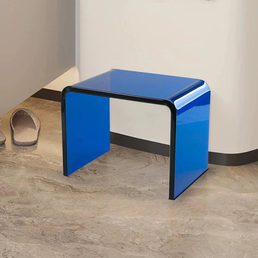 أثاث منزلي حديث وبسيط على شكل حرف U من الأكريليك الشفاف ومسند للقدمين مقعد أحذية منخفض #5