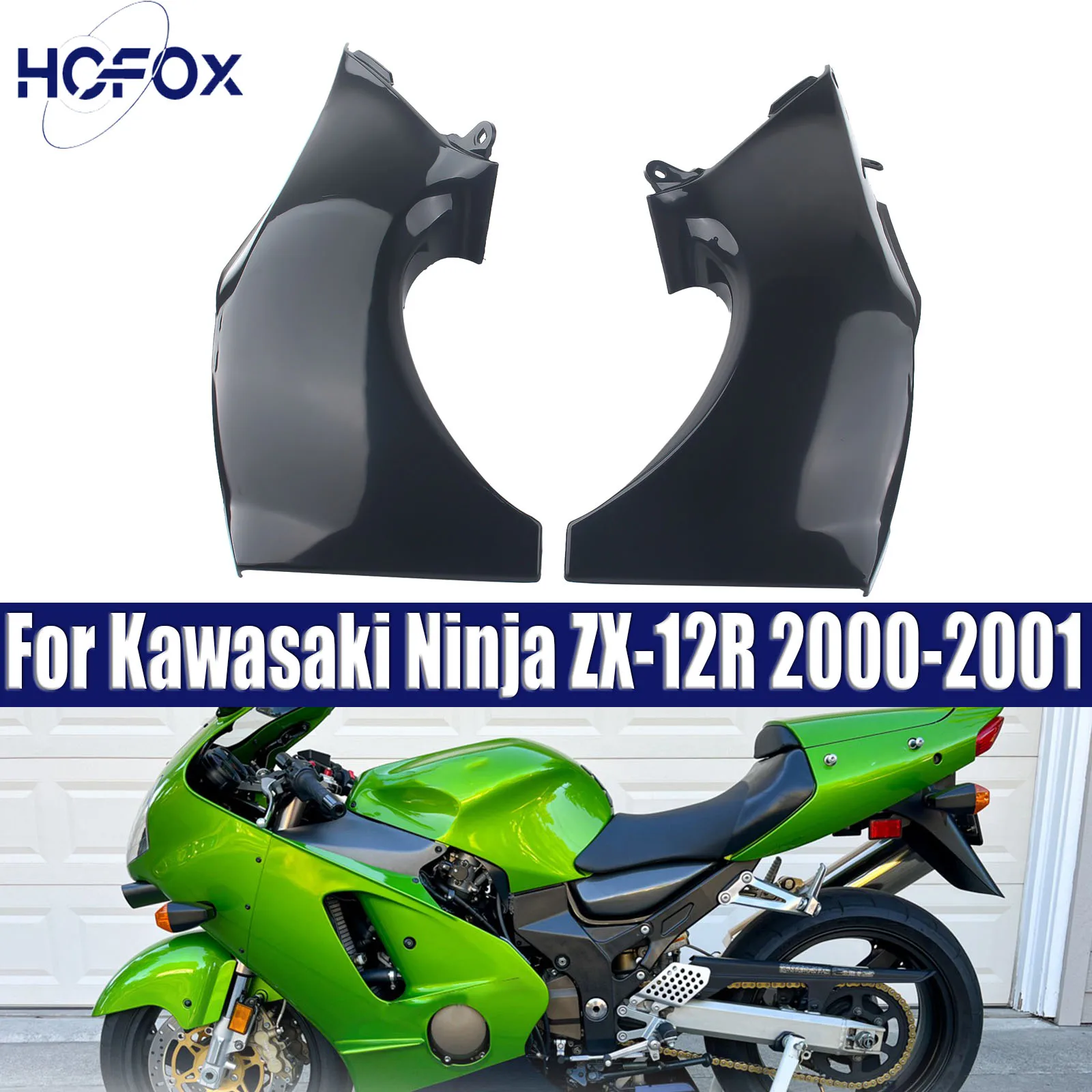 Motorcycl Gas Fuel Tank Side Trim Cover Panel Fairing Cowling For Kawasaki Ninja ZX-12R 2000-2001