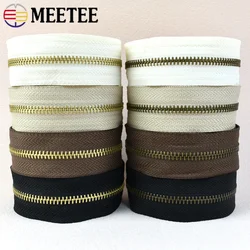 1-5M 5 #   Meetee Cerniera in metallo Cerniere per cucire Chiusura Zip in bronzo per vestiti Zampe al metro Borsa Giacca Kit di riparazione Accessori