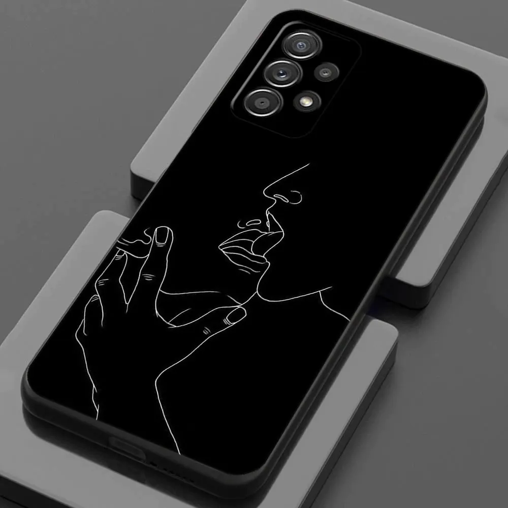For Samsung Galaxy A55 Case A54 A52 A53 5G A51 A34 A35 A33 A32 A50 A72 A71 A30 A7 A9 Case Soft Cover Sexy Line Lover Couple Kiss image 5