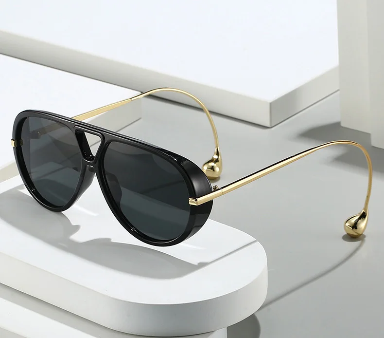 Vintage übergroße Piloten-Sonnenbrille, Unisex, Doppelbrücke, UV400-Schutz, modischer Punk-Stil, weibliche Farbtöne, beliebte Brillen – Detail 2