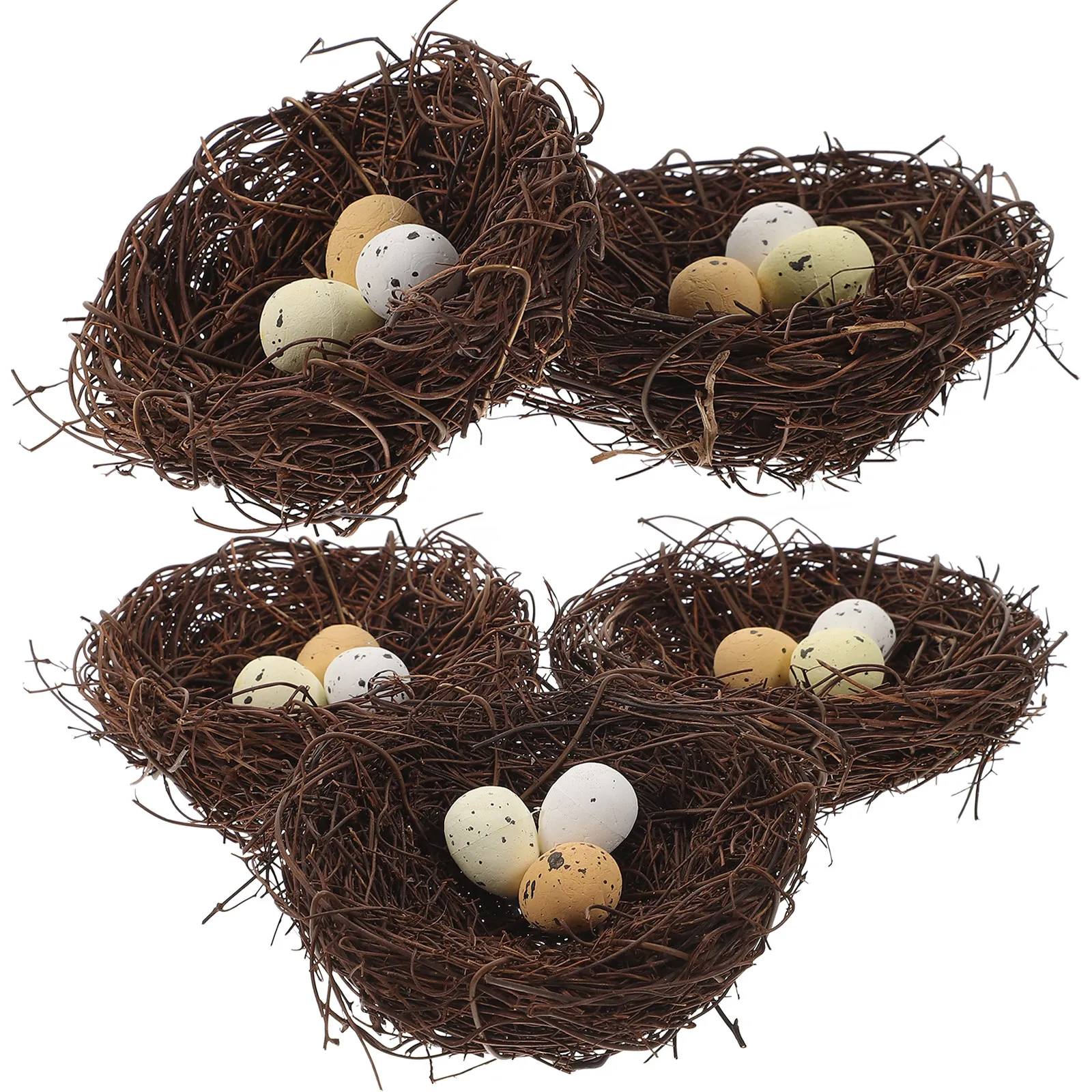 5Pcs Artificial Bird Nest Resin Plastic Craft Decorative Garden Yard Home Layout Simulation Nest Eggs Holder Simulated Birds