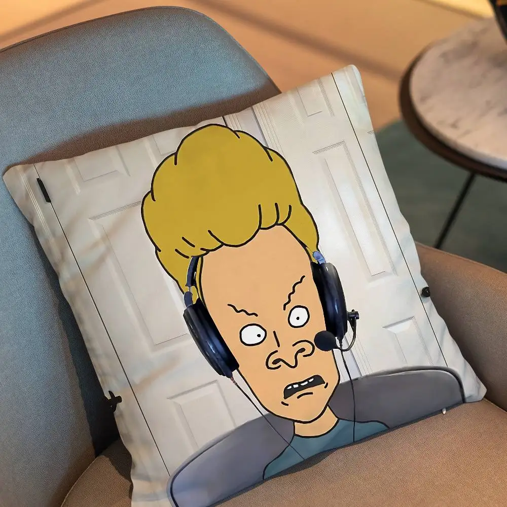 Split personality Beavis Butt Head Pillow Case Square Double-Sided Printing Short Plush Sofa Cushion Cover Bedroom Bedside
