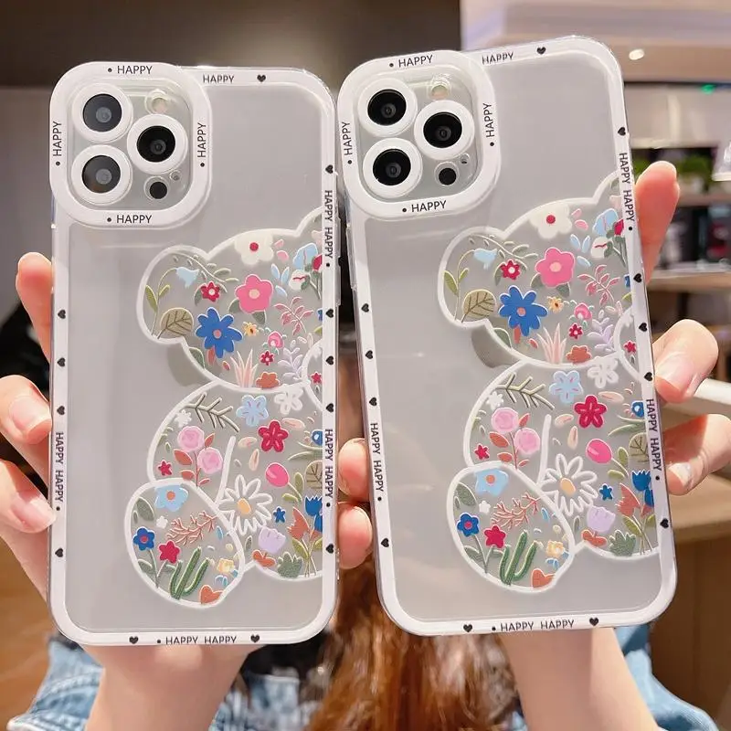 Case For Infinix Hot 11S NFC 20i 12i 10i 11 20 9 Play 10 10S 8 9 Note 12 G96 11 Smart 7 cover Flower Bear Soft Clear TPU