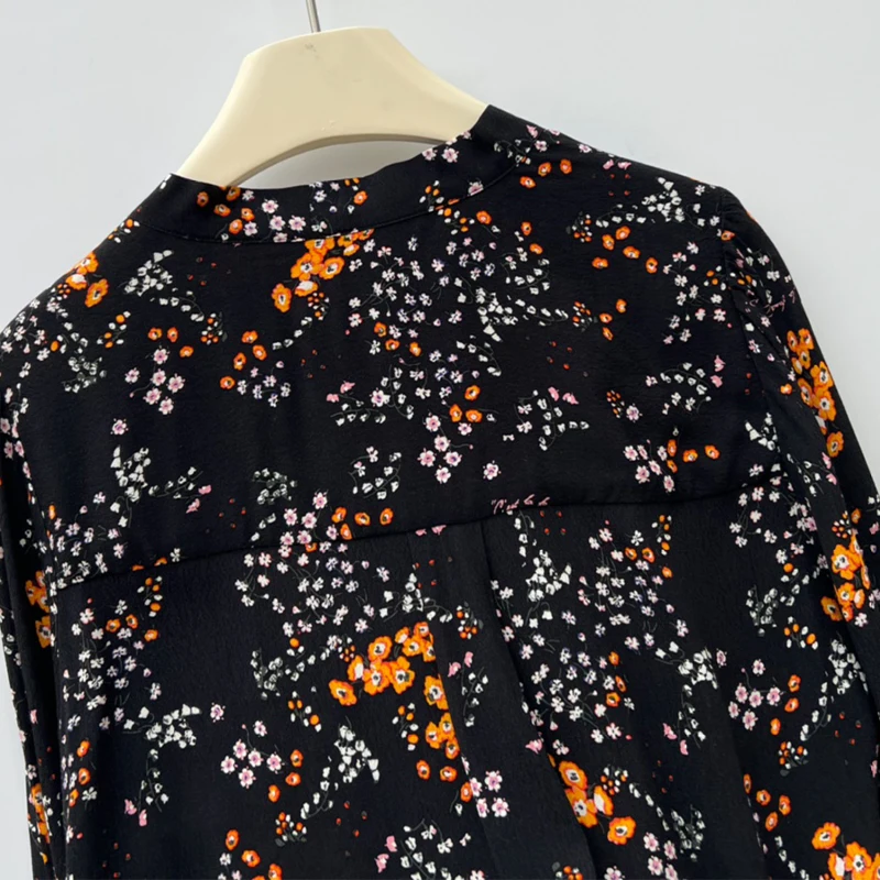 Zadig Summer Youth Blouses Woman Elegant Ladies Shirt Tops Female Viscose Chic V-Neck Fashion Casual Floral Long Sleeve Blouses