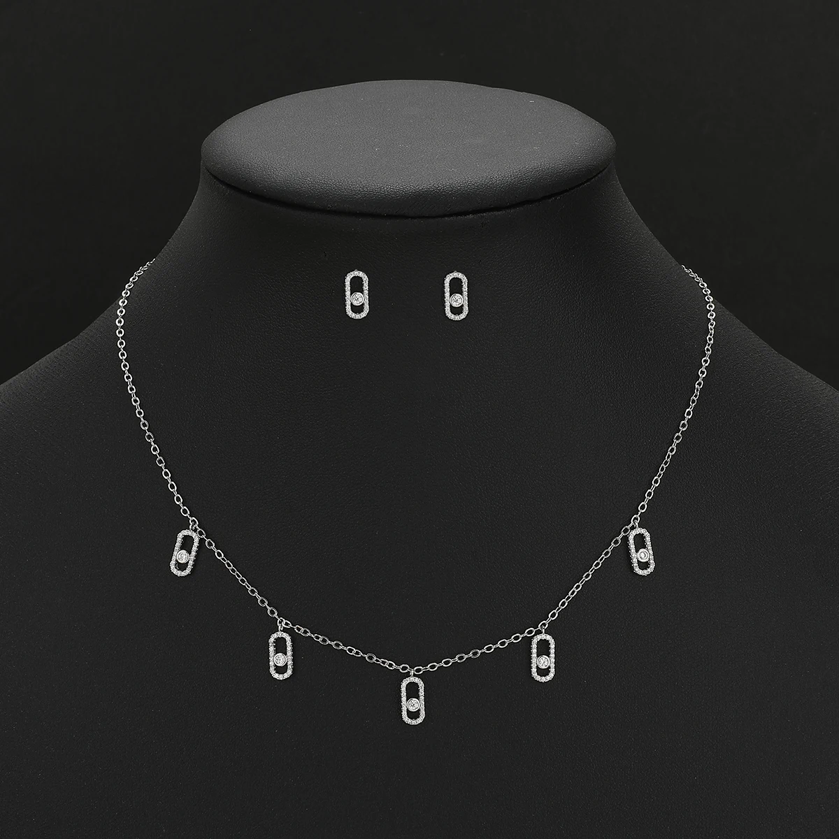 Hot Fashion Choker Lucky Geometric Pendant Necklace & earring set jewelry For Women Girlfriend Wife Gift Pendientes Mujer Moda