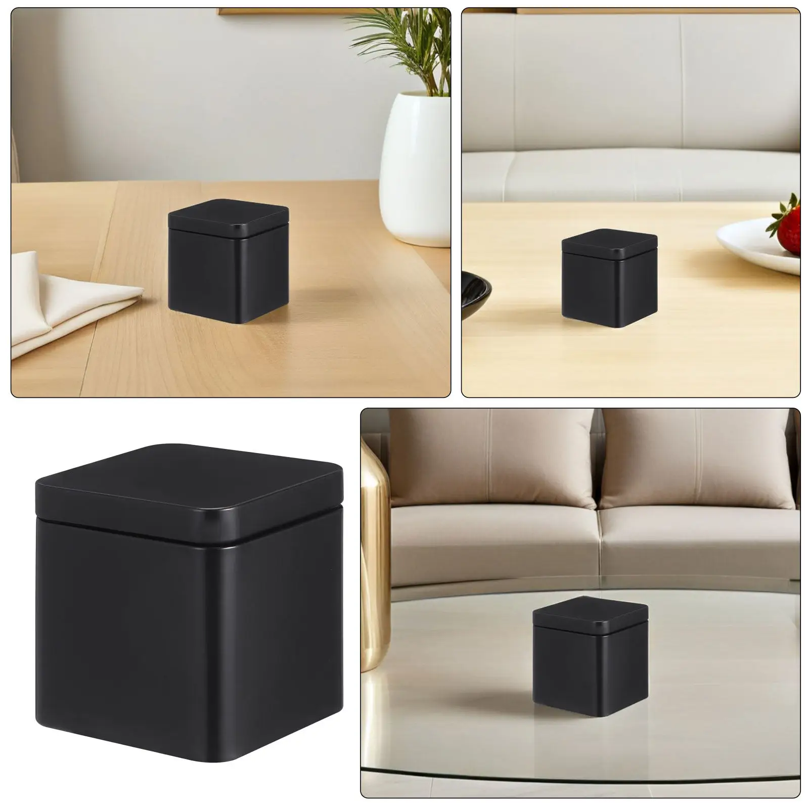 Metal Tea Tin Containers 6 Pack Small Square Airtight Storage Boxes for Loose Leaf Tea Bags and Spices