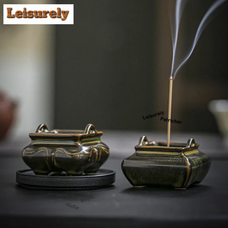 Ancient Style Square Incense Holder Antique Diffuser Incense Burners Meditation Scented Aromatic Candles Censer Cafes Ornaments