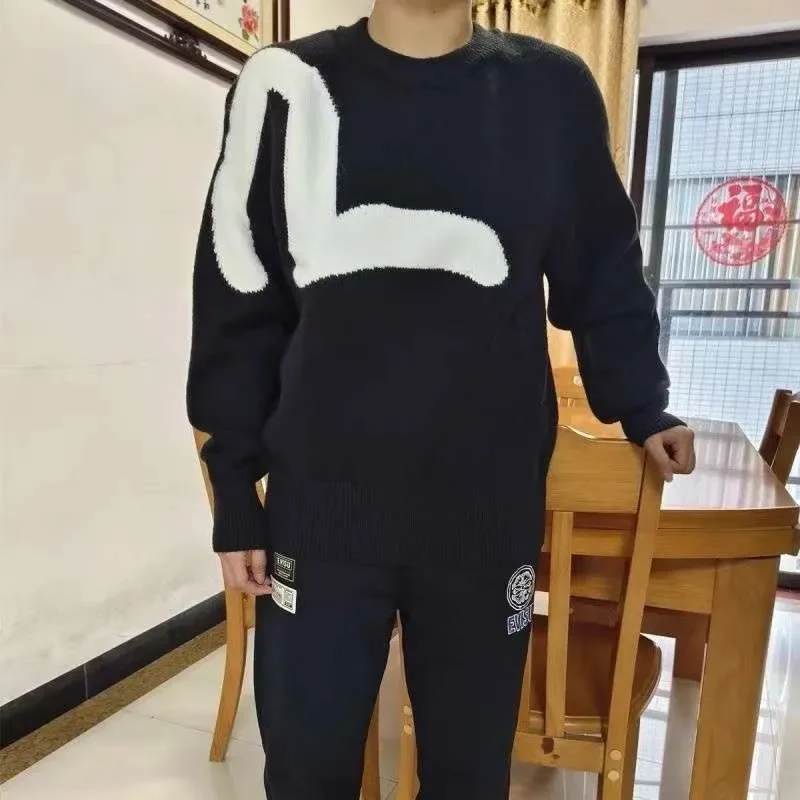 

Round Neck Autumn and Winter Sweater Men's Fashion New Loose Couple Knitted Simple Knit Sweater All Match Casual Top