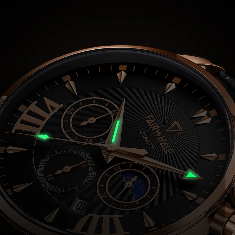 Mark Fairwhale 5020 Men's Casual Watch Classic Chronograph Stainless Steel Wristwatch with Calendar And Luminous Hands