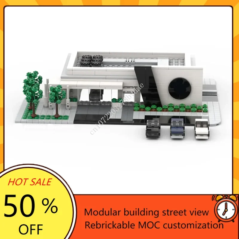 703PCS Micro Automobile Sales Center Modular MOC Creative street view Model Building BlocksDIY Education Assembly Model Toy Gift